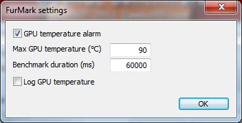 FurMark 1.9.0 settings