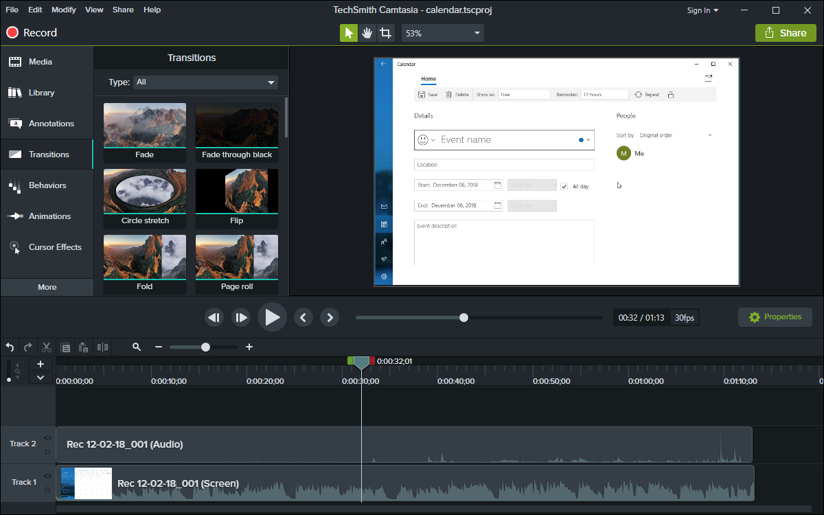 Camtasia is a good choice for screen capture software.