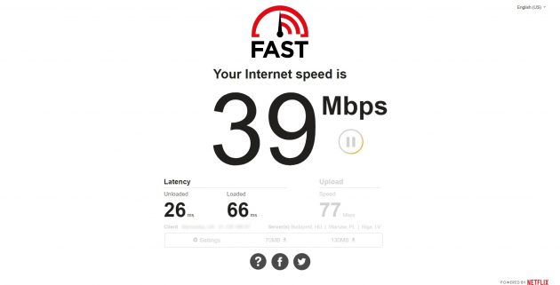 Проверка скорости интернета: Fast