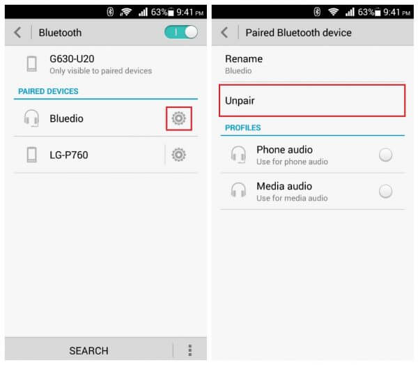 android bluetooth problems - remove paired devices