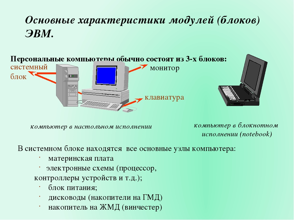 К основным блокам пк относятся. Характеристики основных устройств компьютера. Общие характеристики компьютеров. Основные технические характеристики ПК. Характеристика основных устройств ПК.