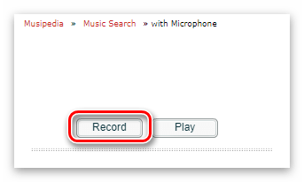 Кнопка Record для записи аудиозаписи с микрофона на сайте Musipedia