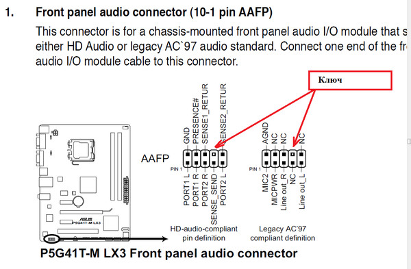 Распиновка аудио на материнской плате