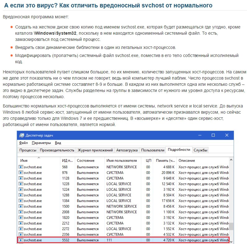 Хост процесс для служб windows грузит память и процессор