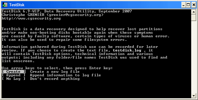 testdisk data recovery program