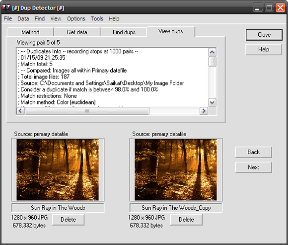 dup detector - find duplicate image files