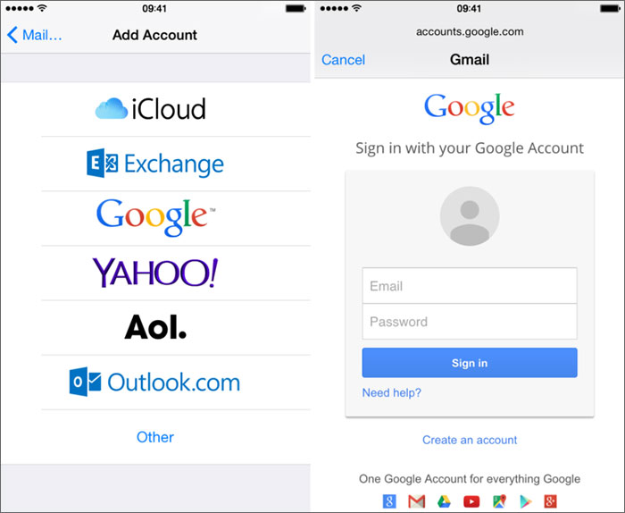 sign in to your google account on iphone