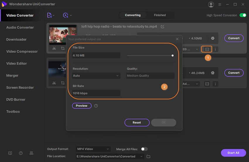 customize video compression settings