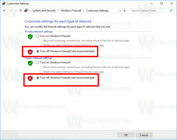 Disable Windows Firewall In Windows 10 With Control Panel