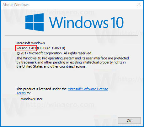 Windows Version Number Winver