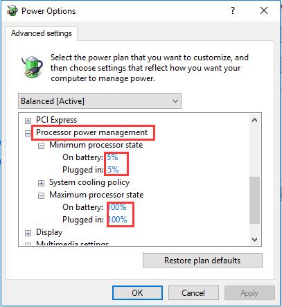 change processor power management