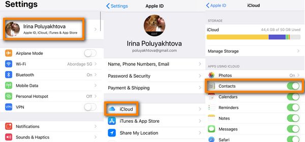 Sync contacts to icloud