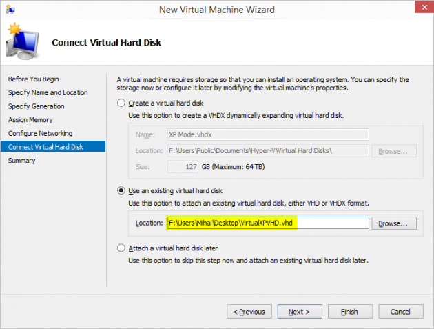7 full How to add an XP Mode Virtual Machine to Windows 10 or 8 using HyperV