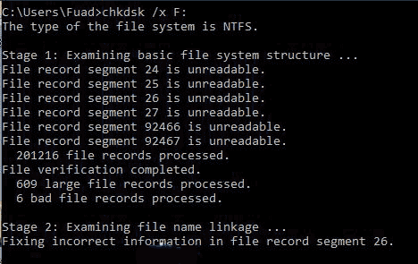 chkdsk to repair corrupted hard drive