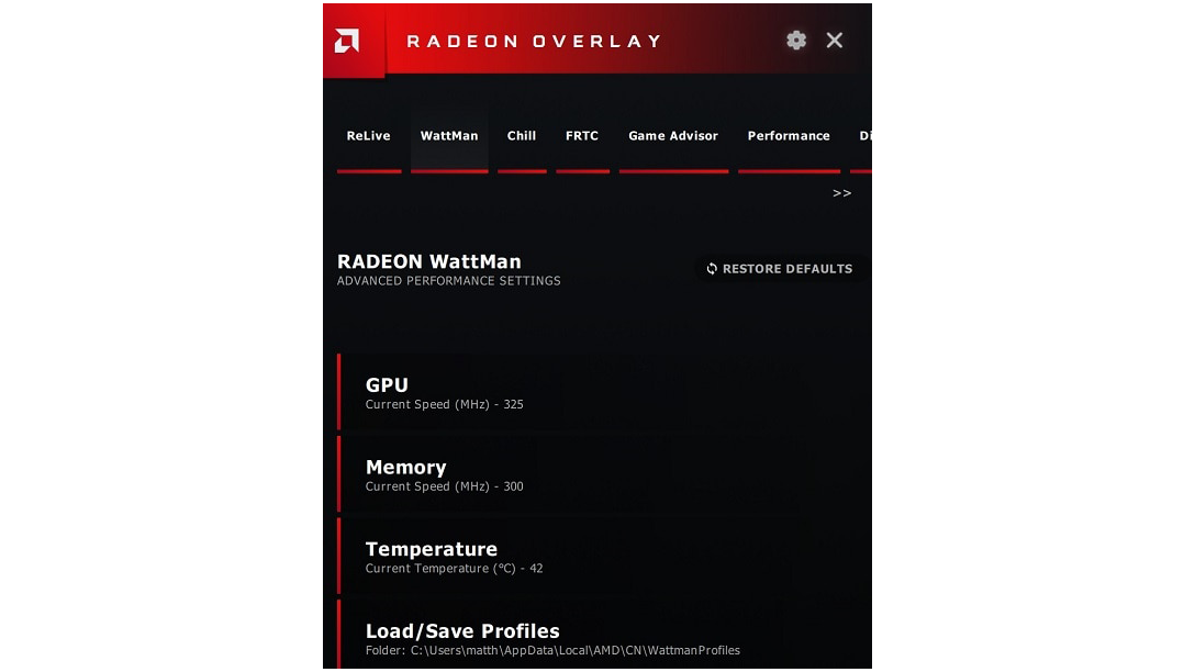 Radeon WattMan options