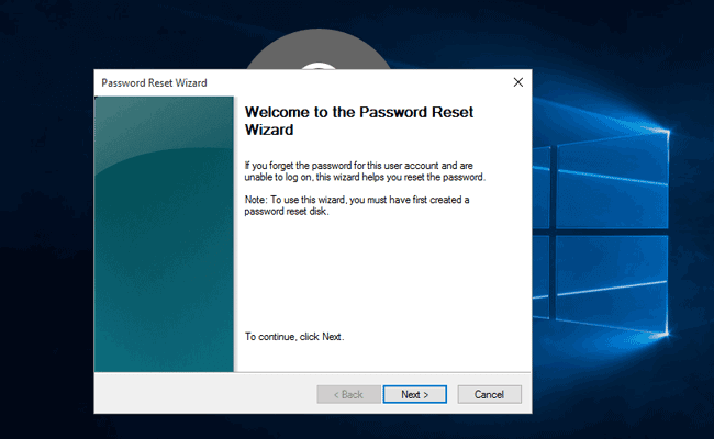 bypass windows 10 lost password with reset disk