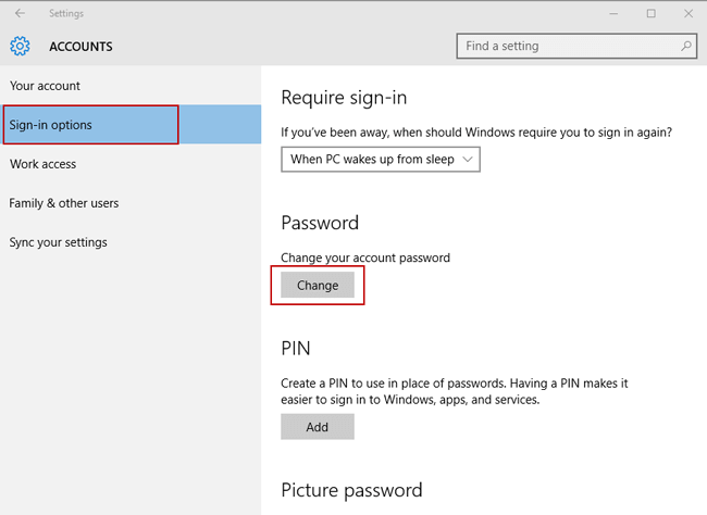 remove windows 10 password in sign-in options