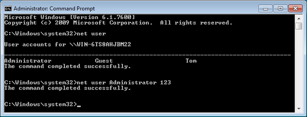Reset Windows Password from Command Prompt