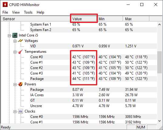 Оптимальная температура процессора i5 10400f